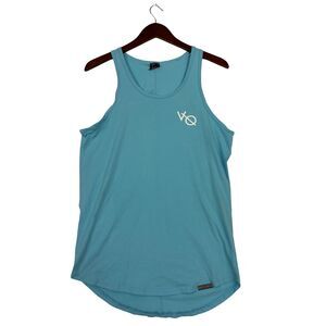 Vanquish Fitness VQ Mens M Tank Top Blue Gym Bodybuilding Workout Curved Hem
